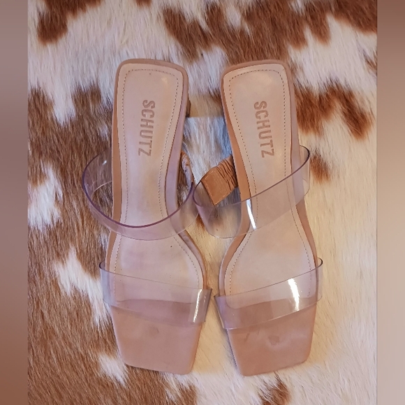 SCHUTZ TAINA Transparent and Beige Heels - Picture 1 of 3